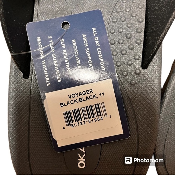 Okabashi Men’s Voyager Flip Flops Gray Black LL 9-10 NEW USA Arch Support - Picture 4 of 5